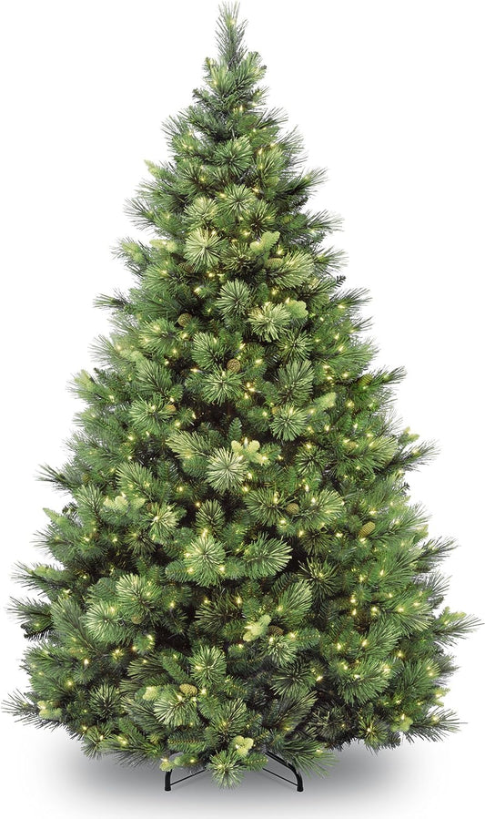 National Tree Company 7.5 ft Pre-Lit Carolina Pine Artificial Christmas Tree, 750 Clear Lights, 1,399 Tips, Includes Stand, Green