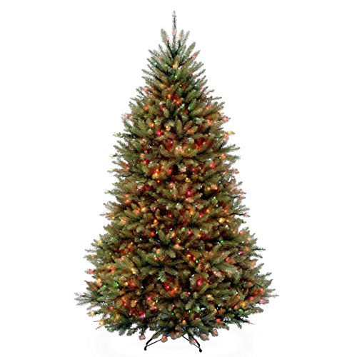 National Tree Company 10 ft Pre-Lit Dunhill Fir Full Artificial Christmas Tree, 1,200 LED Lights, 5,090 Tips, Foot Pedal, 10 Light Functions, Includes Stand, Green