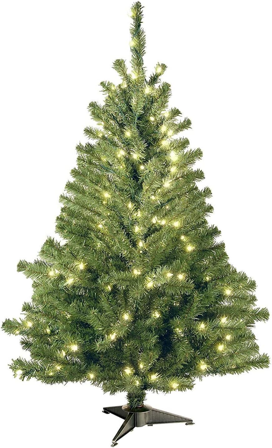 National Tree Company 4 ft Pre-Lit Kincaid Spruce Mini Artificial Christmas Tree, 100 Clear Lights, 269 Tips, Includes Stand, Green