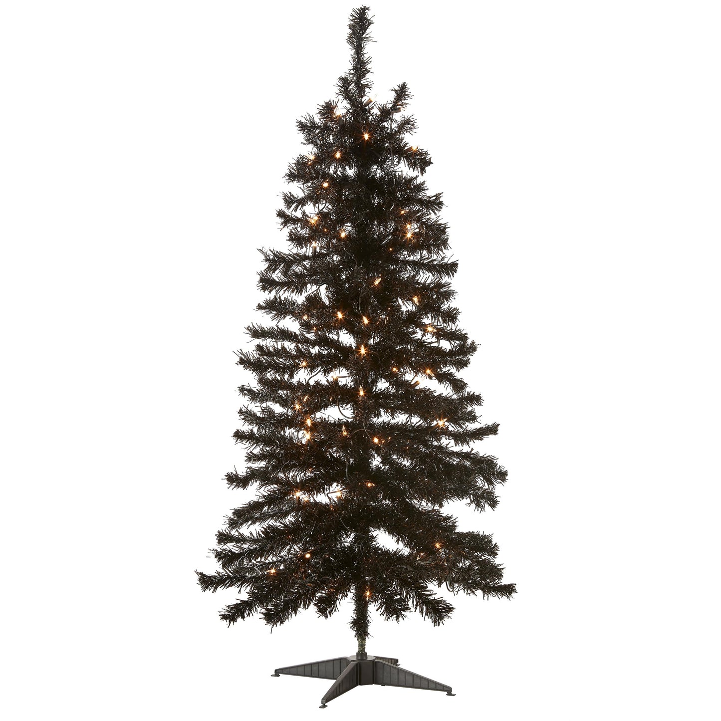 National Tree Company 4 ft Pre-Lit Mini Artificial Christmas Tree, White Iridescent Tinsel, 70 Clear Lights, 110 Tips, Includes Stand