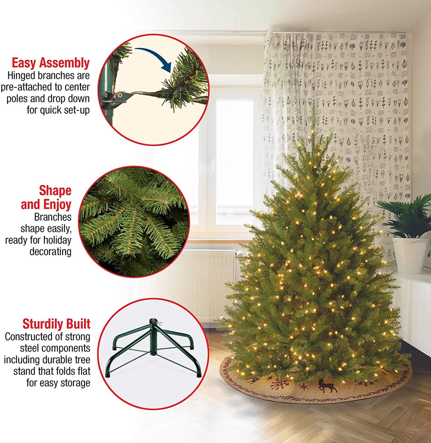 National Tree Company 6 ft Unlit Dunhill Fir Artificial Full Christmas Tree, 1,430 Tips, Includes Stand, Green