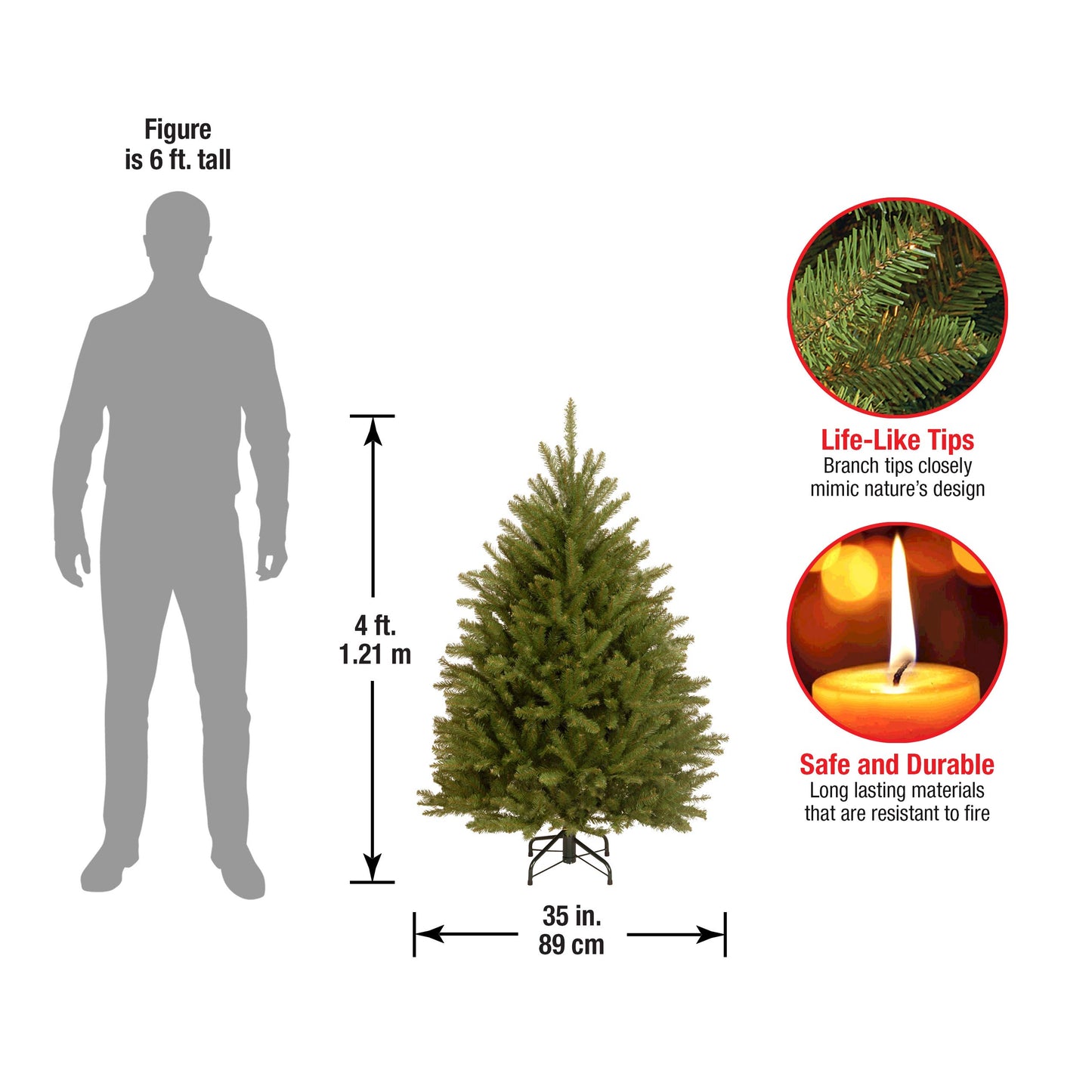 National Tree Company 6 ft Unlit Dunhill Fir Artificial Full Christmas Tree, 1,430 Tips, Includes Stand, Green