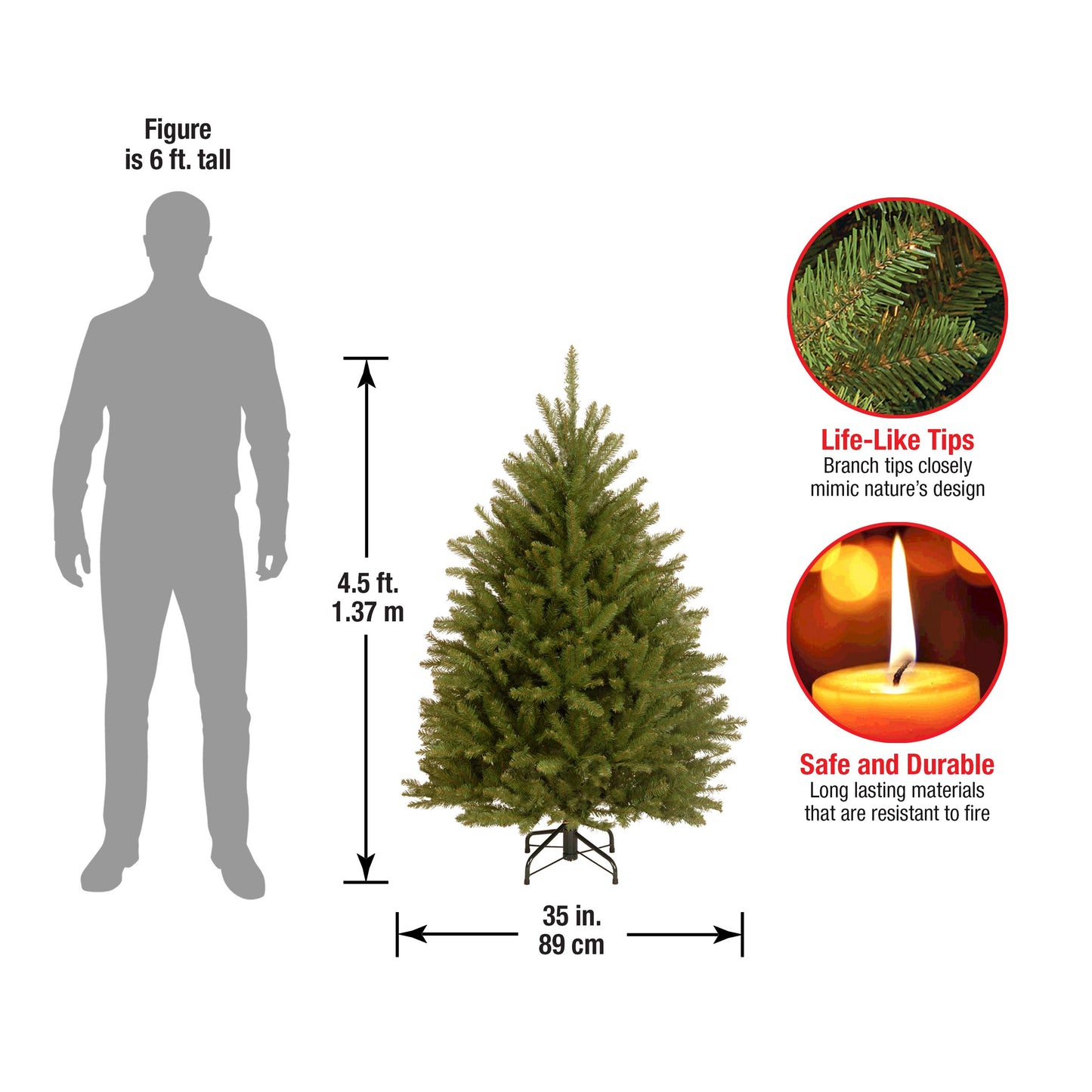 National Tree Company 6 ft Unlit Dunhill Fir Artificial Full Christmas Tree, 1,430 Tips, Includes Stand, Green