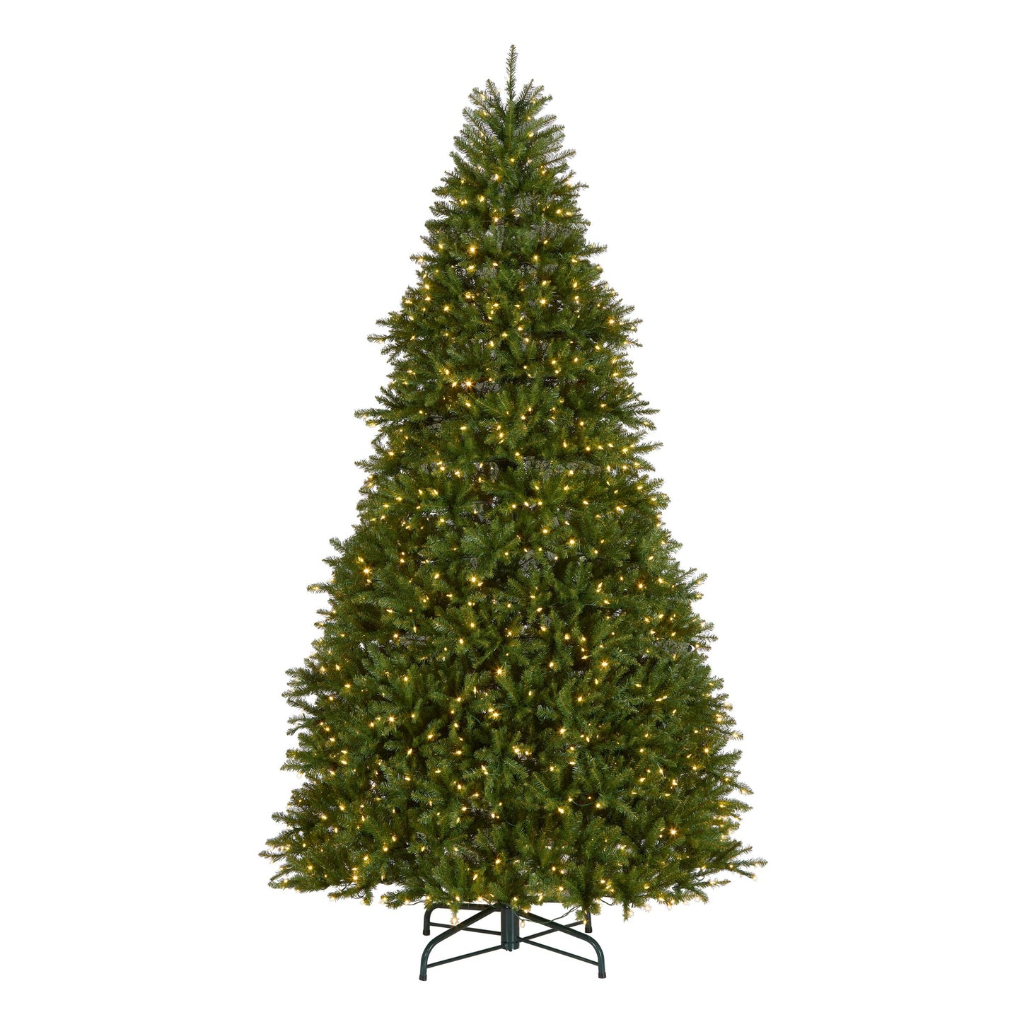 National Tree Company 10 ft Pre-Lit Dunhill Fir Full Artificial Christmas Tree, 1,200 LED Lights, 5,090 Tips, Foot Pedal, 10 Light Functions, Includes Stand, Green