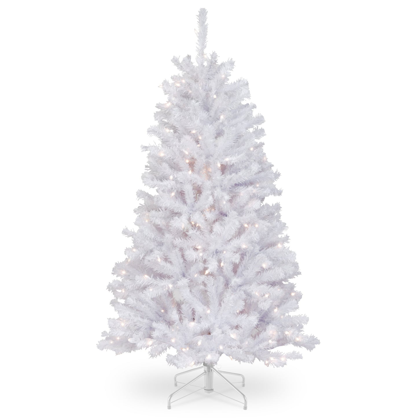 National Tree Company 7 ft Pre-Lit North Valley Spruce Artificial Christmas Tree, 550 Clear Lights, 1,096 Tips, Glitter, Includes Stand, White