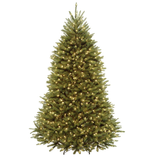 National Tree Company 10 ft Pre-Lit Dunhill Fir Full Artificial Christmas Tree, 1,200 LED Lights, 5,090 Tips, Foot Pedal, 10 Light Functions, Includes Stand, Green