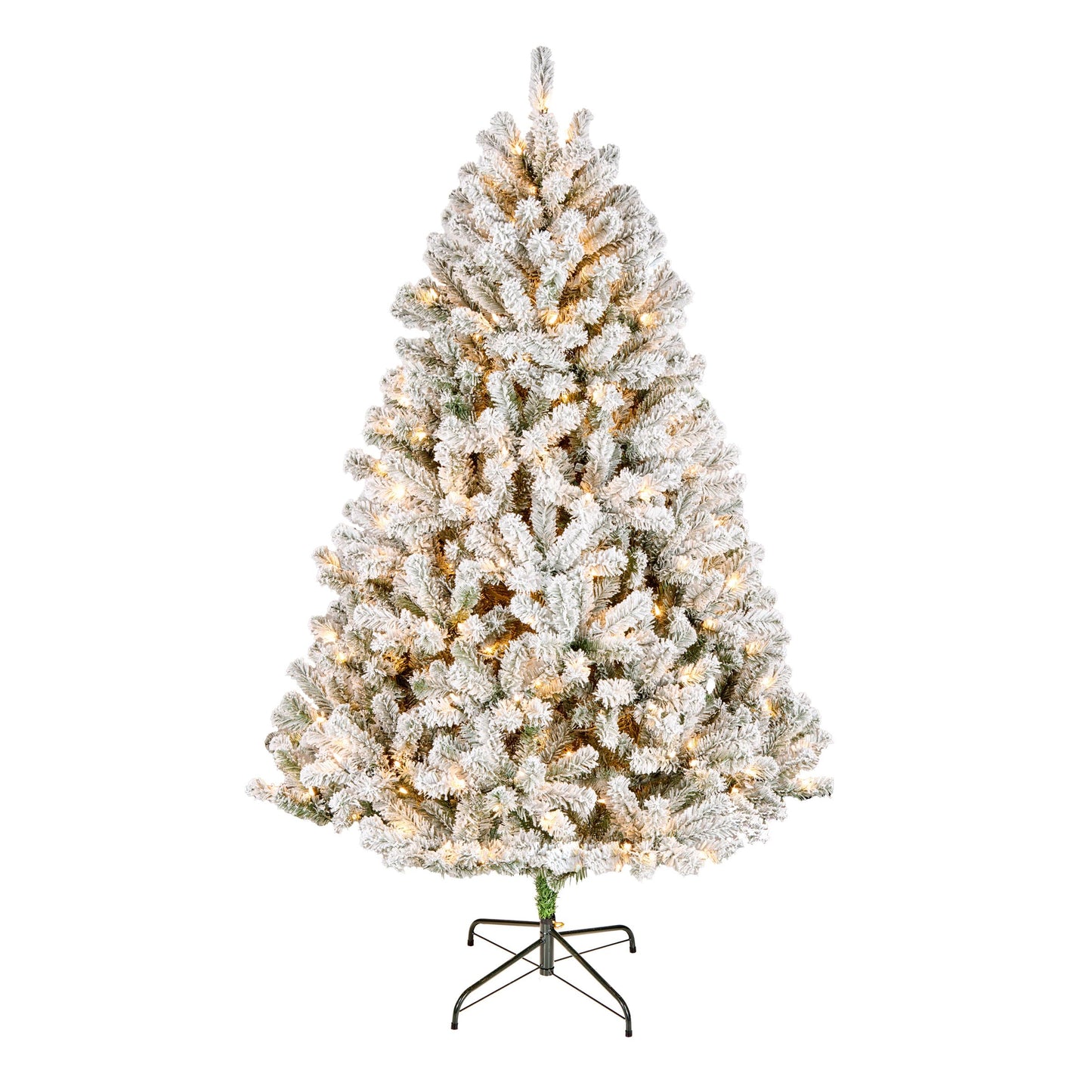 National Tree Company 6 ft Pre-Lit Flocked Acacia Artificial Christmas Tree, 300 Clear Lights, 840 Branch Tips, Includes Stand, Green