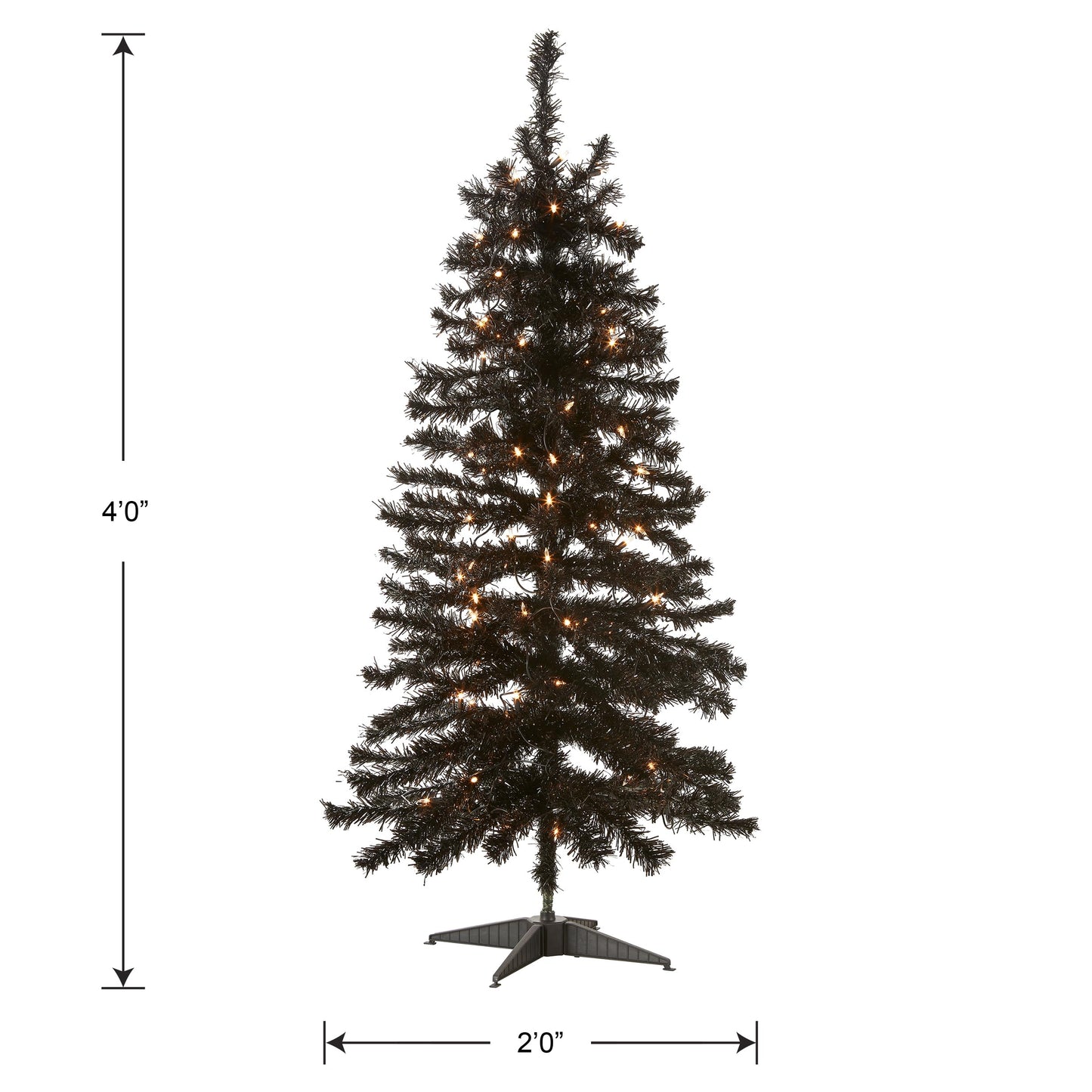National Tree Company 4 ft Pre-Lit Mini Artificial Christmas Tree, White Iridescent Tinsel, 70 Clear Lights, 110 Tips, Includes Stand