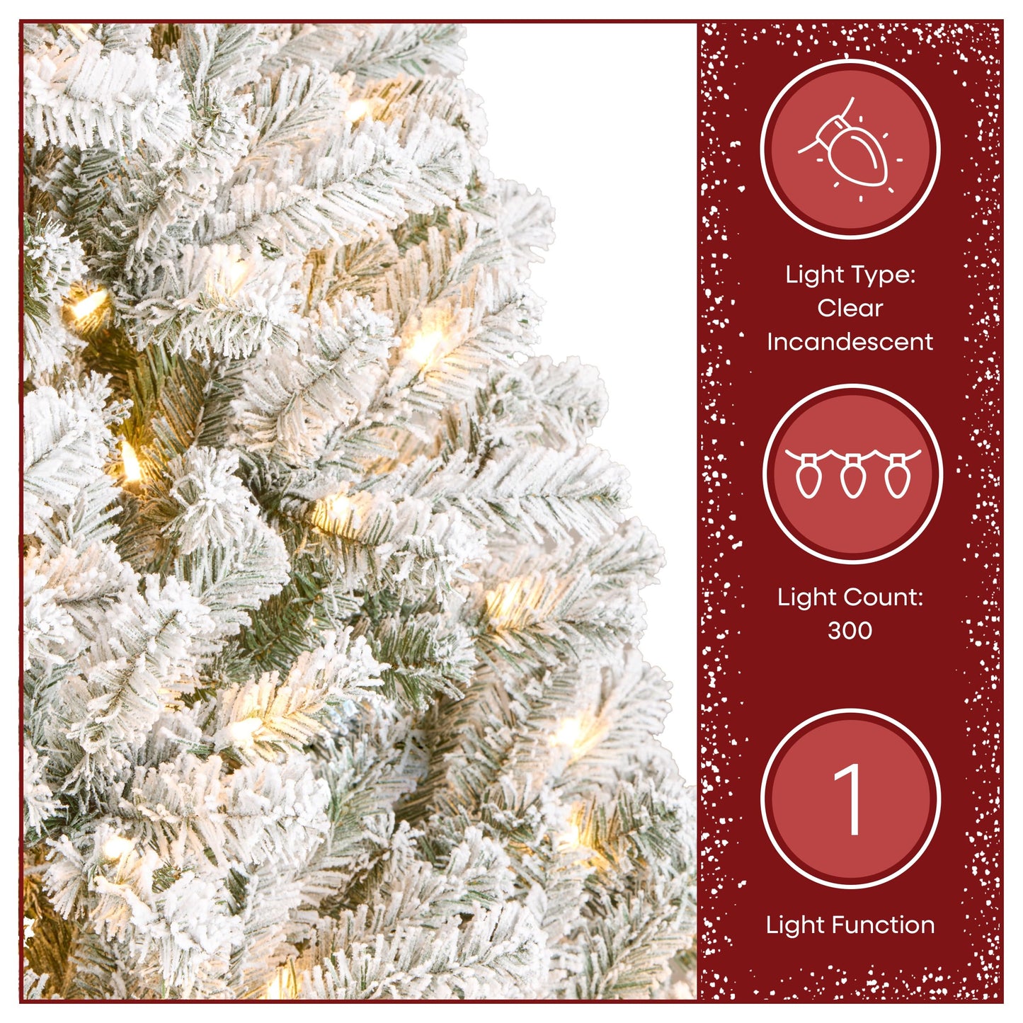National Tree Company 6 ft Pre-Lit Flocked Acacia Artificial Christmas Tree, 300 Clear Lights, 840 Branch Tips, Includes Stand, Green
