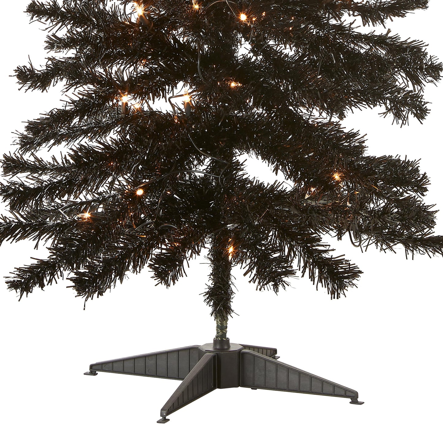 National Tree Company 4 ft Pre-Lit Mini Artificial Christmas Tree, White Iridescent Tinsel, 70 Clear Lights, 110 Tips, Includes Stand