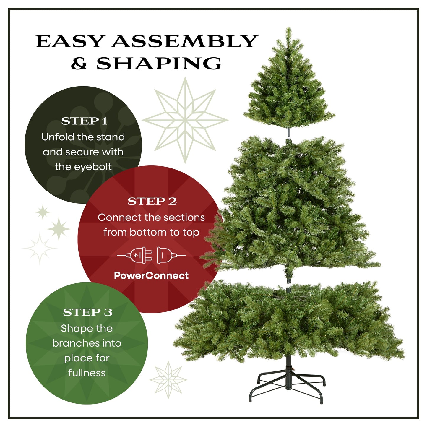 National Tree Company 10 ft Pre-Lit Dunhill Fir Full Artificial Christmas Tree, 1,200 LED Lights, 5,090 Tips, Foot Pedal, 10 Light Functions, Includes Stand, Green