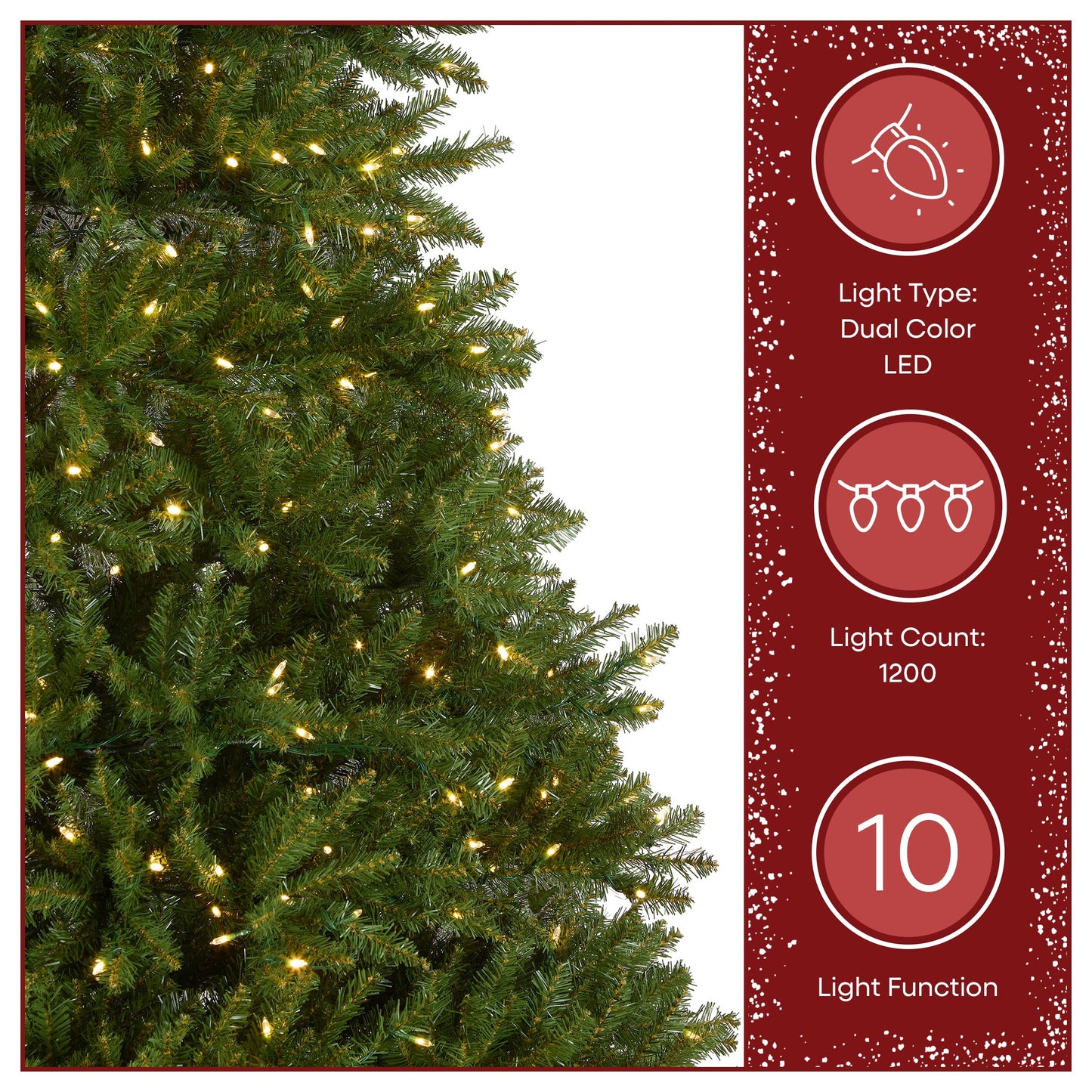 National Tree Company 10 ft Pre-Lit Dunhill Fir Full Artificial Christmas Tree, 1,200 LED Lights, 5,090 Tips, Foot Pedal, 10 Light Functions, Includes Stand, Green