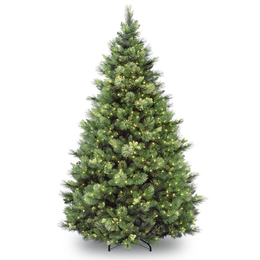 National Tree Company 7.5 ft Pre-Lit Carolina Pine Artificial Christmas Tree, 750 Clear Lights, 1,399 Tips, Includes Stand, Green