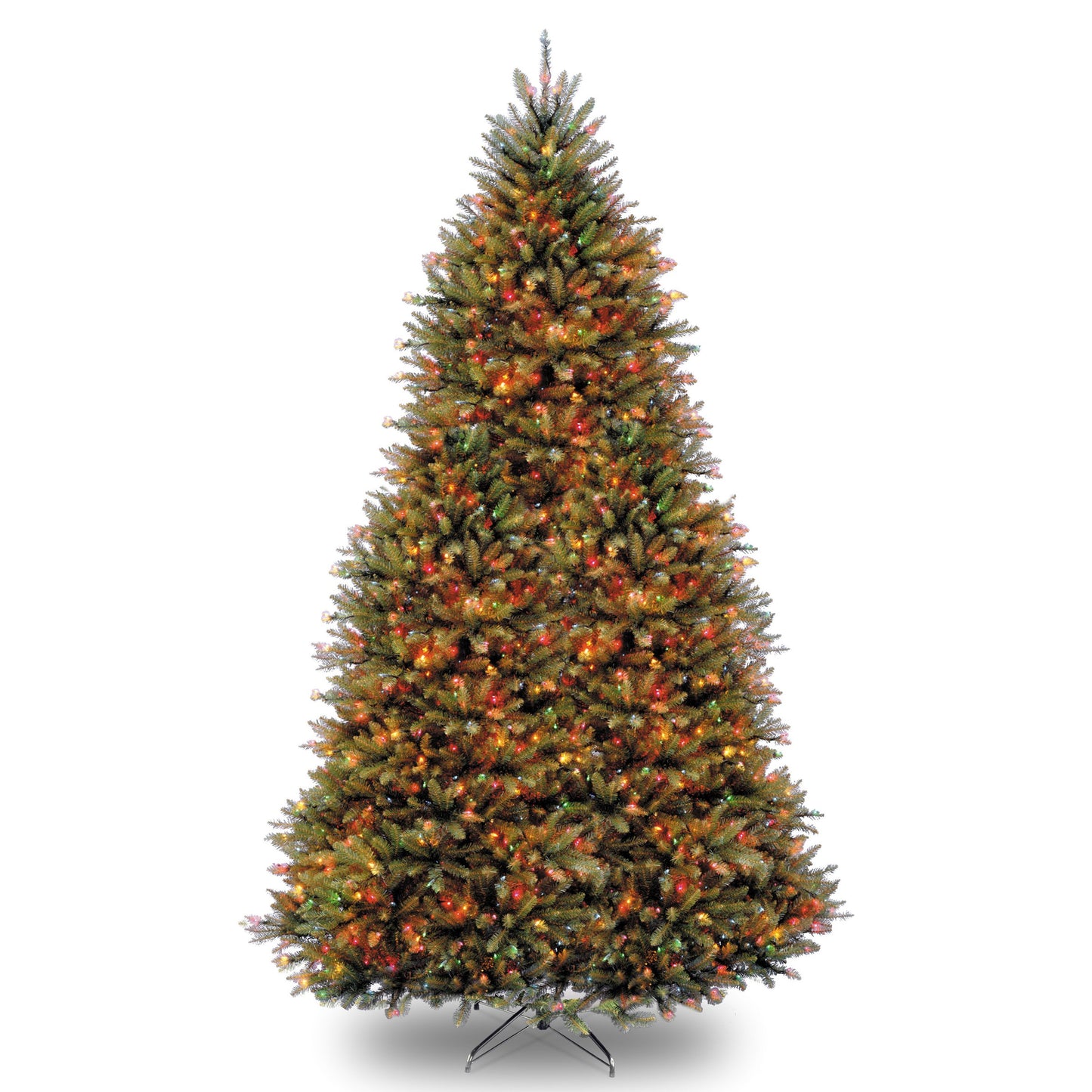 National Tree Company 10 ft Pre-Lit Dunhill Fir Full Artificial Christmas Tree, 1,200 LED Lights, 5,090 Tips, Foot Pedal, 10 Light Functions, Includes Stand, Green