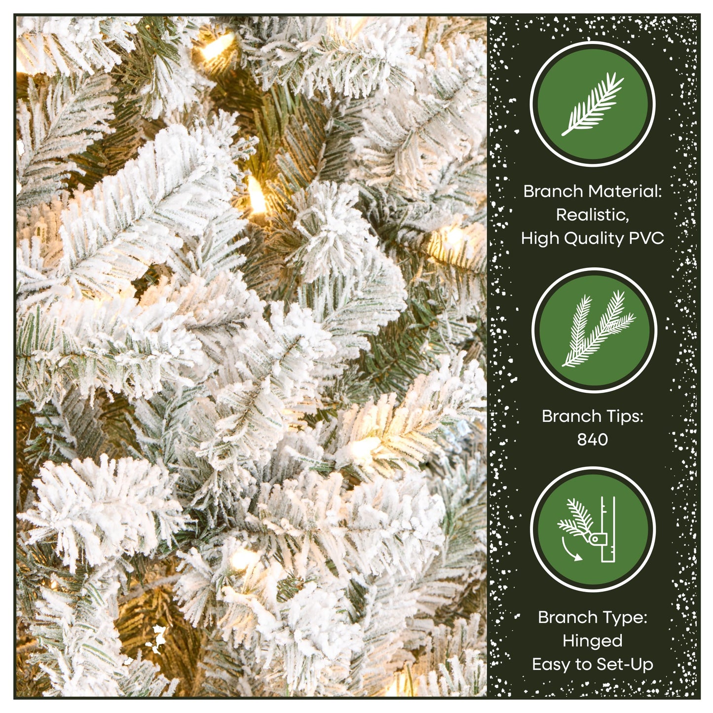 National Tree Company 6 ft Pre-Lit Flocked Acacia Artificial Christmas Tree, 300 Clear Lights, 840 Branch Tips, Includes Stand, Green