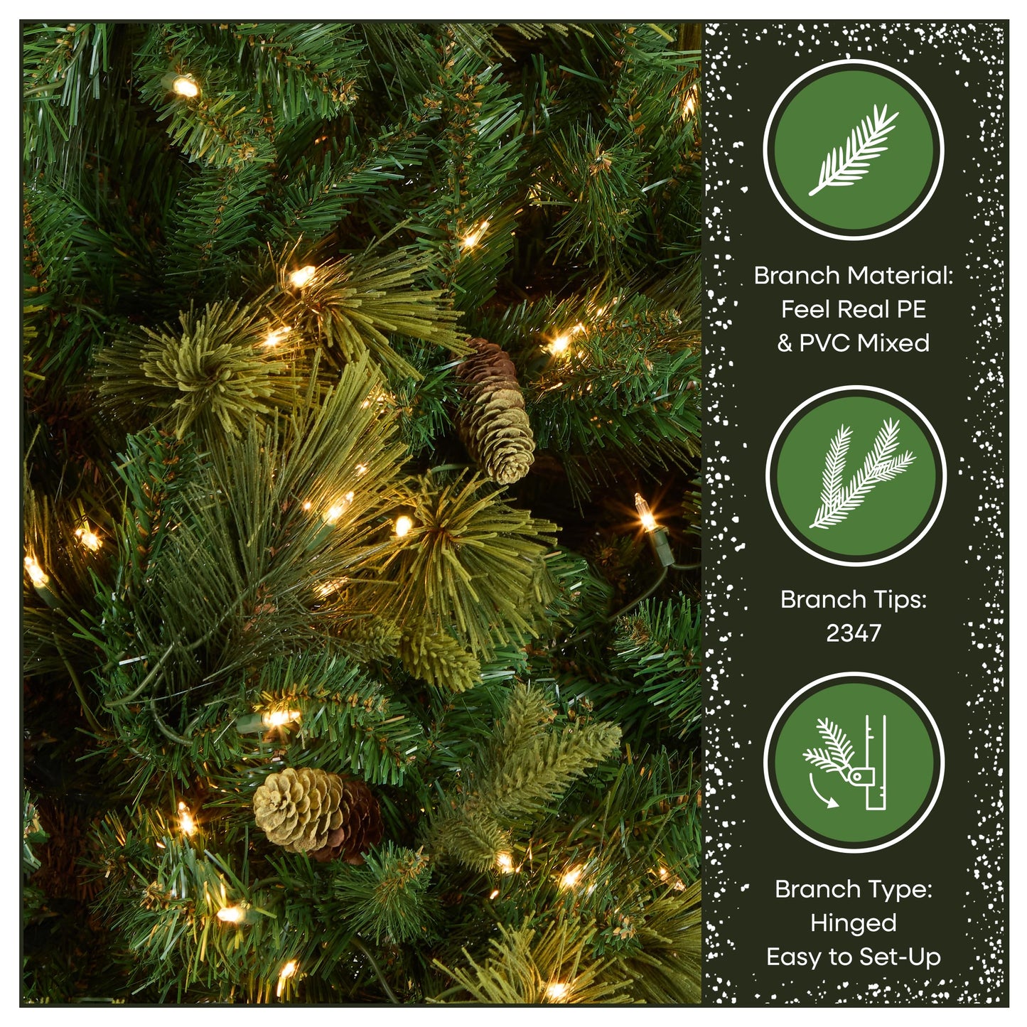 National Tree Company 7.5 ft Pre-Lit Carolina Pine Artificial Christmas Tree, 750 Clear Lights, 1,399 Tips, Includes Stand, Green