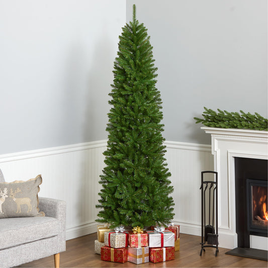 National Tree Company 7.5 ft Unlit Kingswood Fir Slim Artificial Christmas Tree, 1,075 Tips, Includes Stand, Green