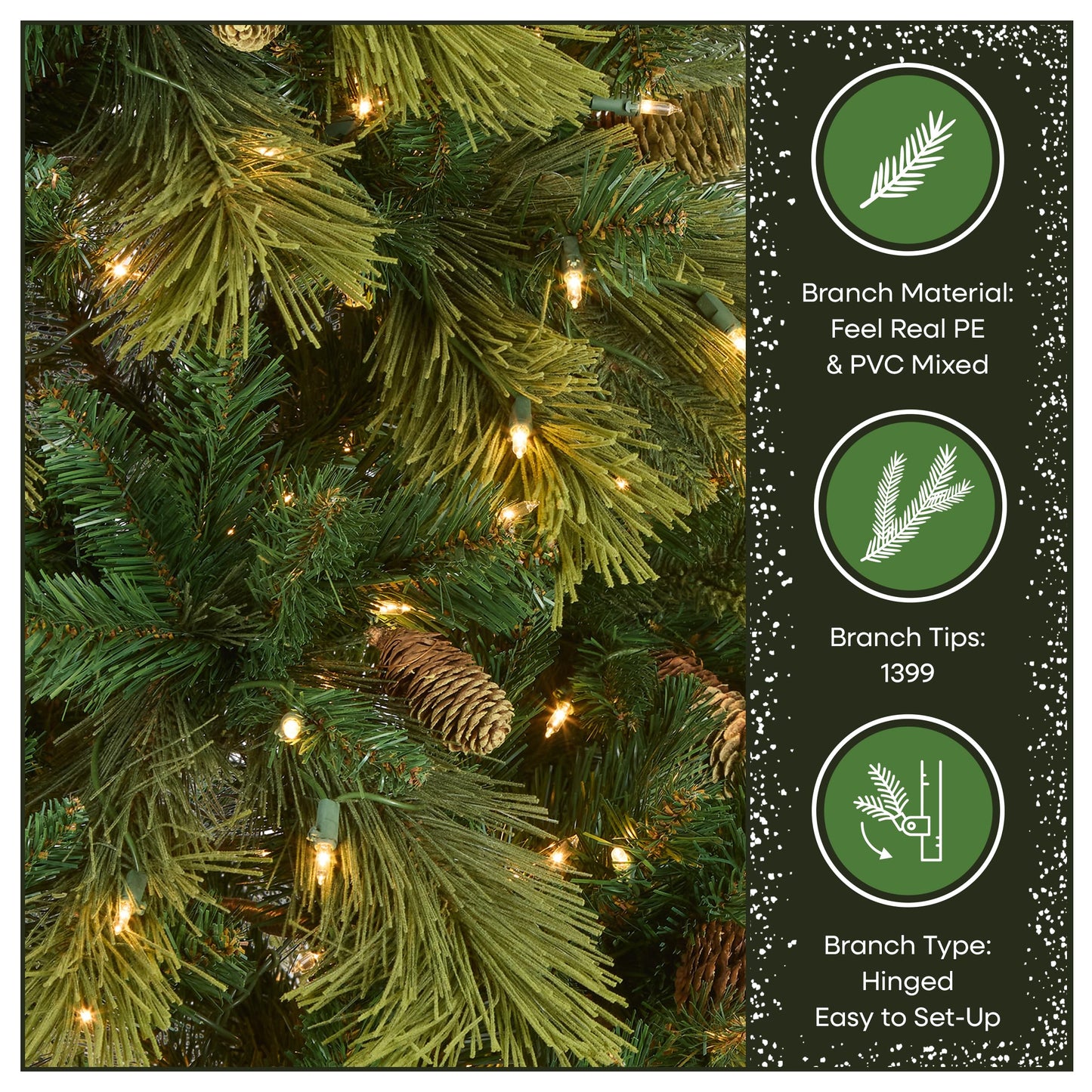 National Tree Company 7.5 ft Pre-Lit Carolina Pine Artificial Christmas Tree, 750 Clear Lights, 1,399 Tips, Includes Stand, Green