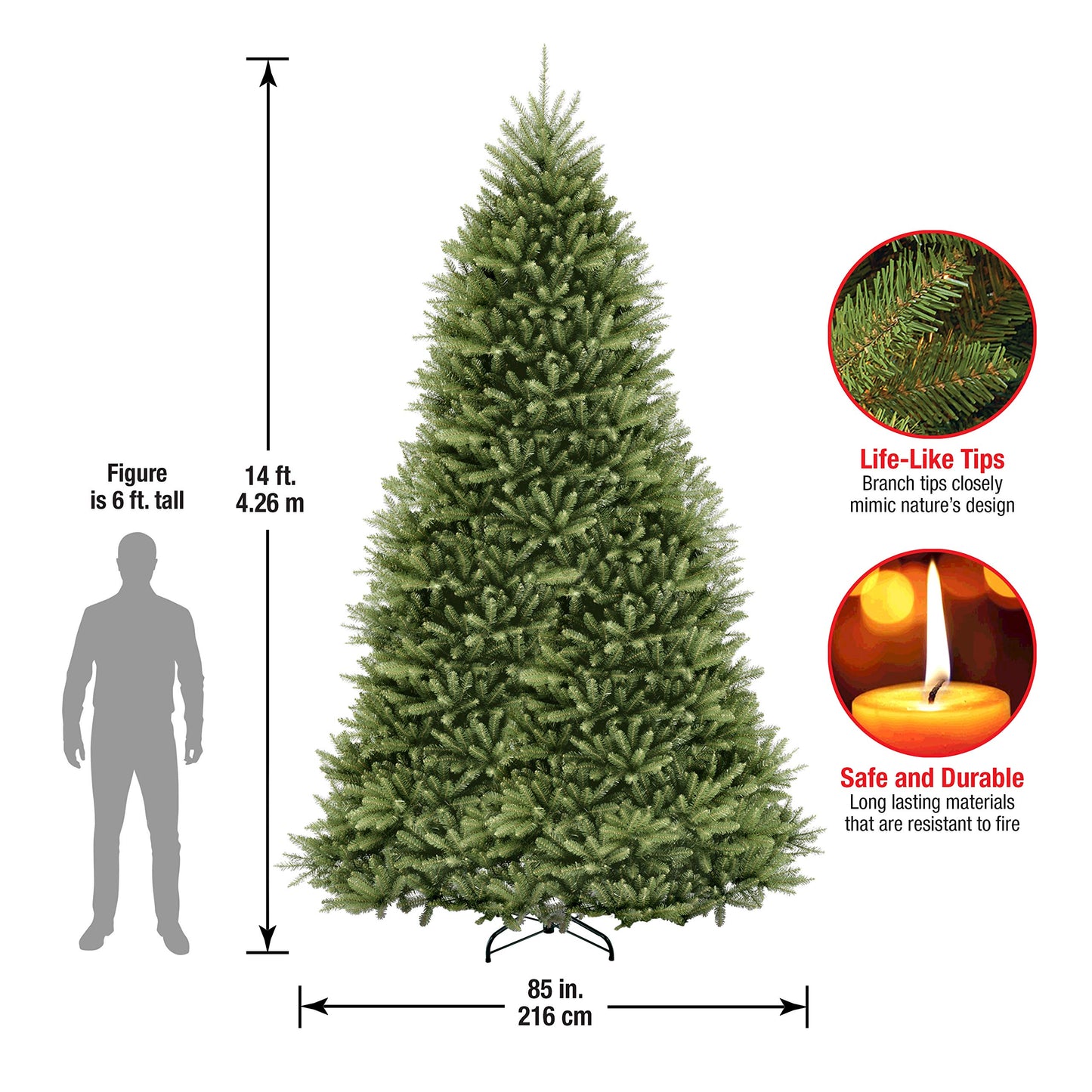 National Tree Company 6 ft Unlit Dunhill Fir Artificial Full Christmas Tree, 1,430 Tips, Includes Stand, Green