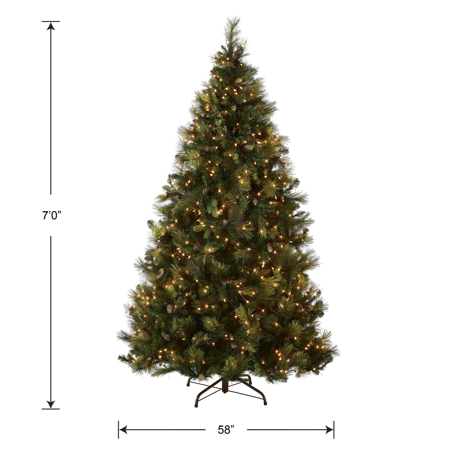 National Tree Company 7.5 ft Pre-Lit Carolina Pine Artificial Christmas Tree, 750 Clear Lights, 1,399 Tips, Includes Stand, Green