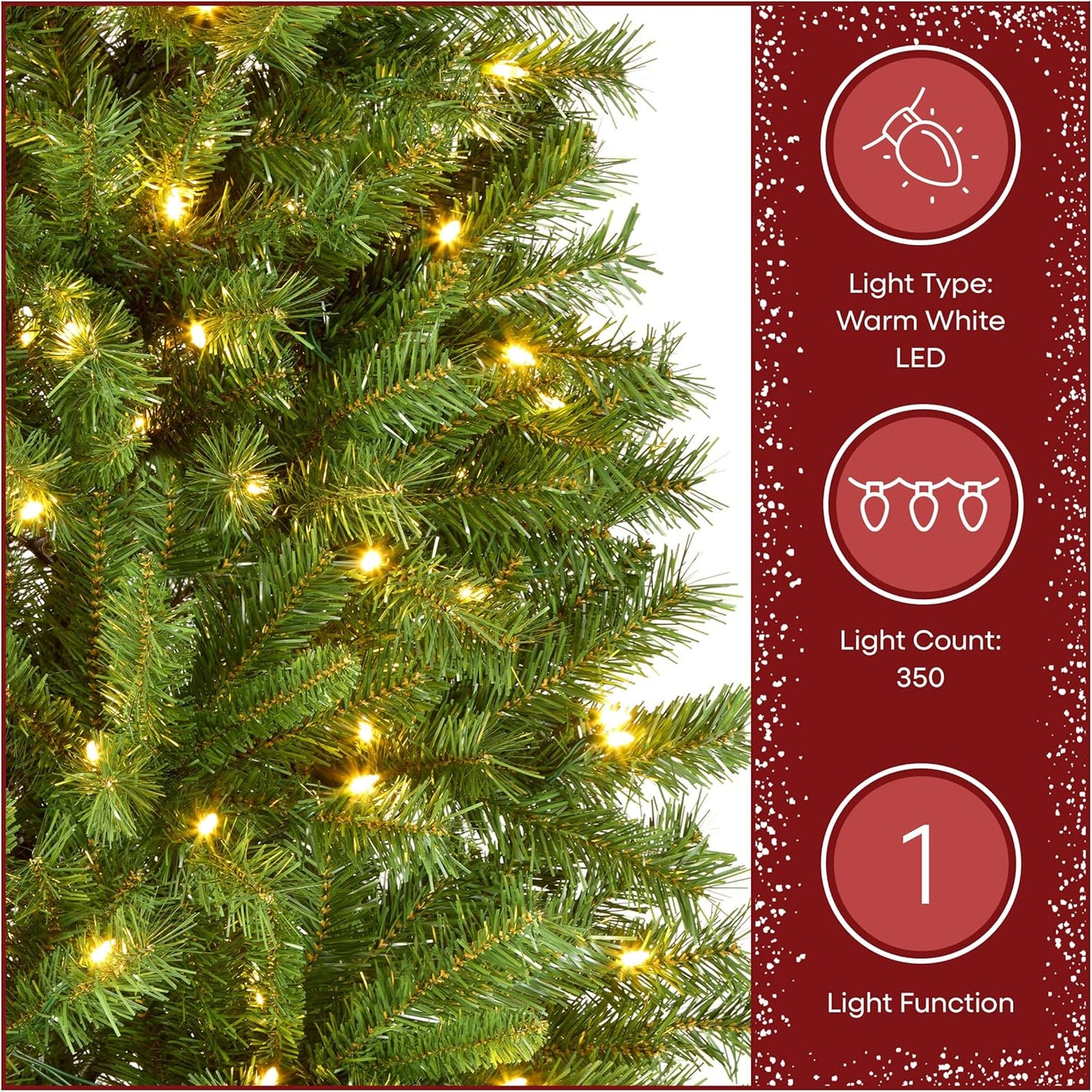 National Tree Company 7.5 ft Pre-lit Artificial Christmas Tree, Slim Winchester Pine, 350 LED Lights, 1,000 Branch Tips, Includes Stand, Green