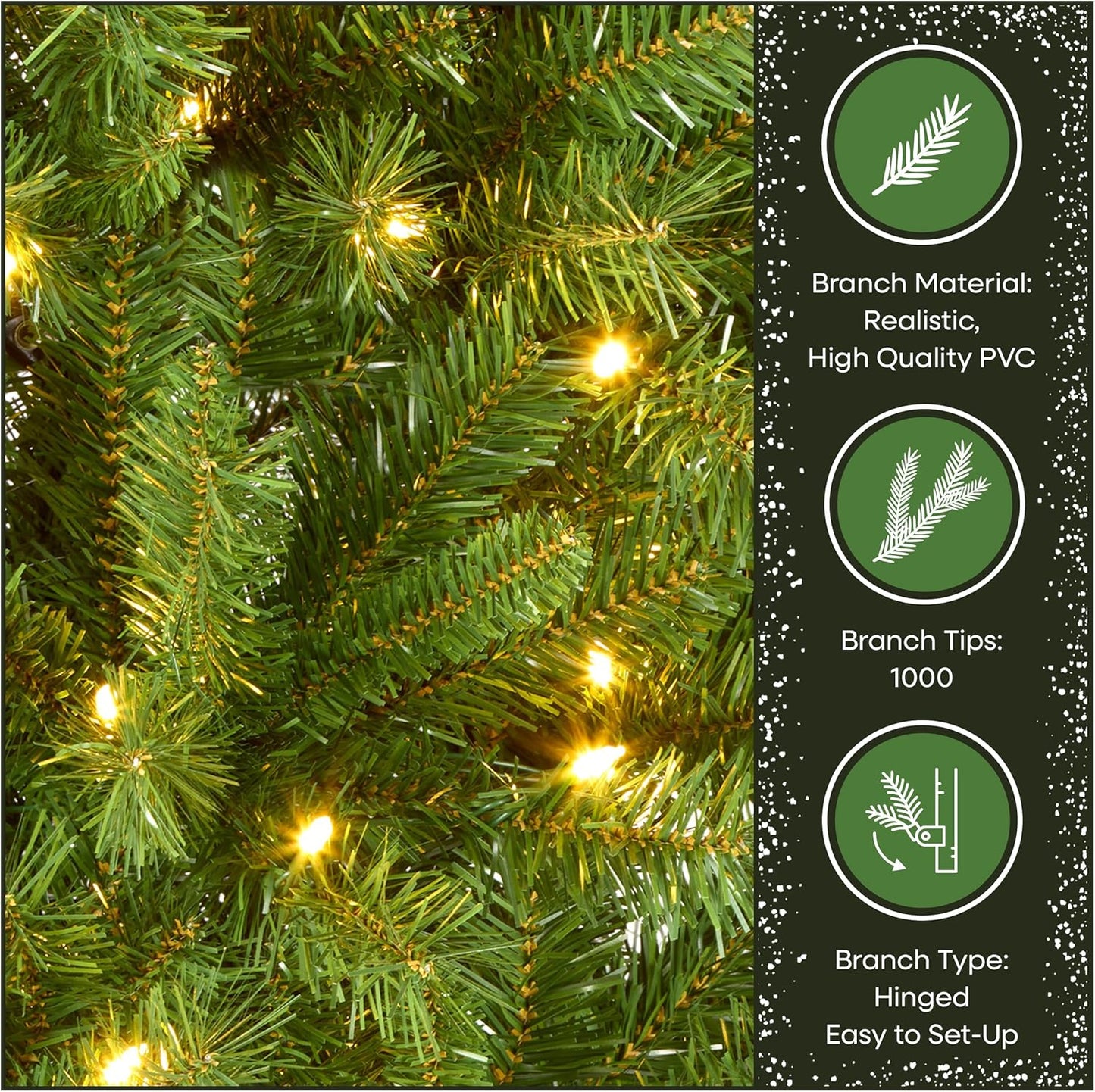 National Tree Company 7.5 ft Pre-lit Artificial Christmas Tree, Slim Winchester Pine, 350 LED Lights, 1,000 Branch Tips, Includes Stand, Green