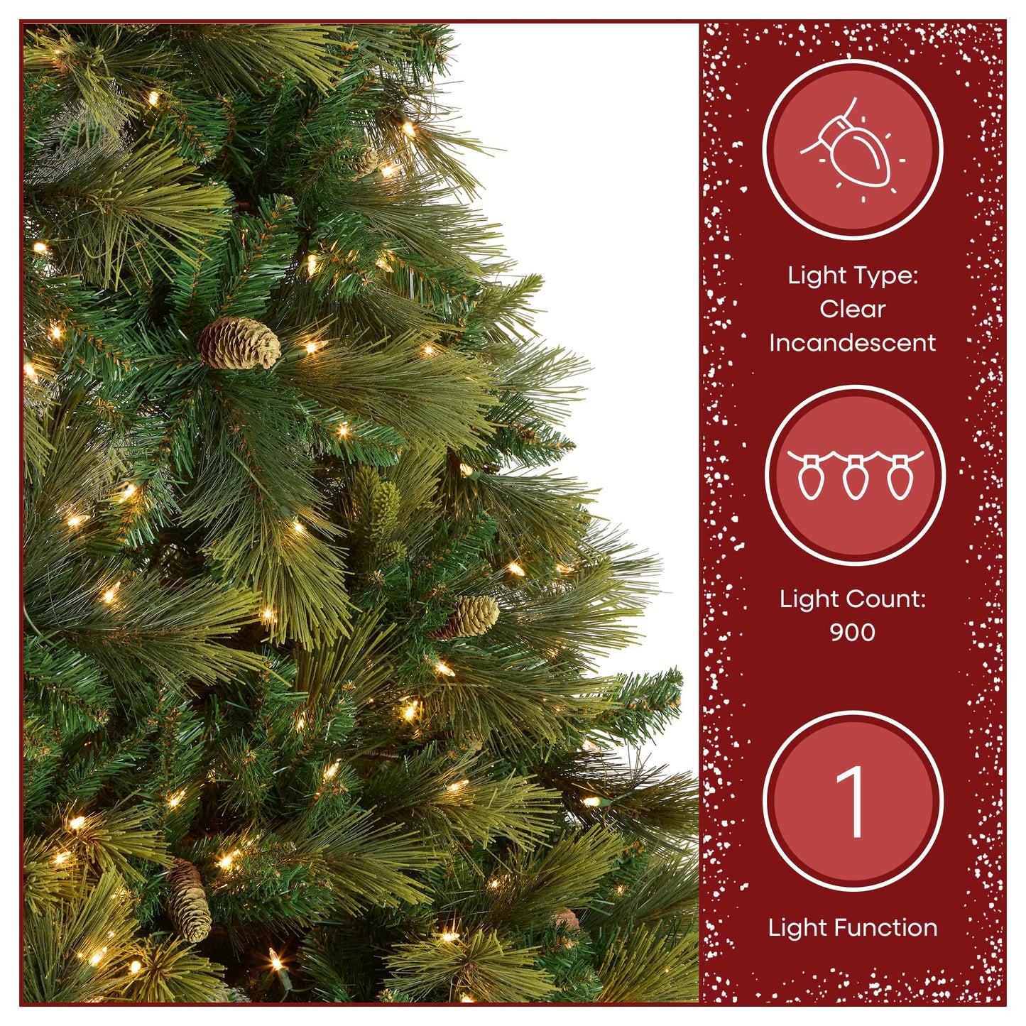National Tree Company 7.5 ft Pre-Lit Carolina Pine Artificial Christmas Tree, 750 Clear Lights, 1,399 Tips, Includes Stand, Green
