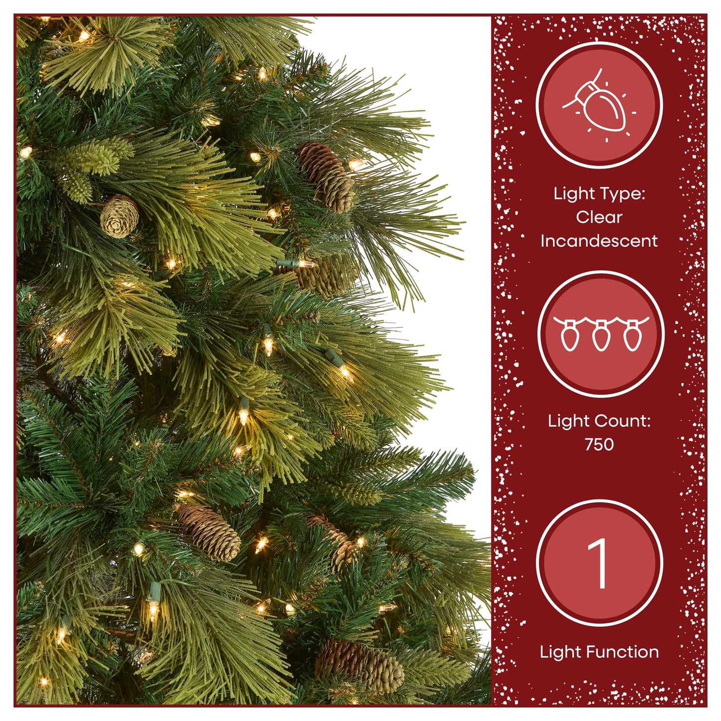 National Tree Company 7.5 ft Pre-Lit Carolina Pine Artificial Christmas Tree, 750 Clear Lights, 1,399 Tips, Includes Stand, Green